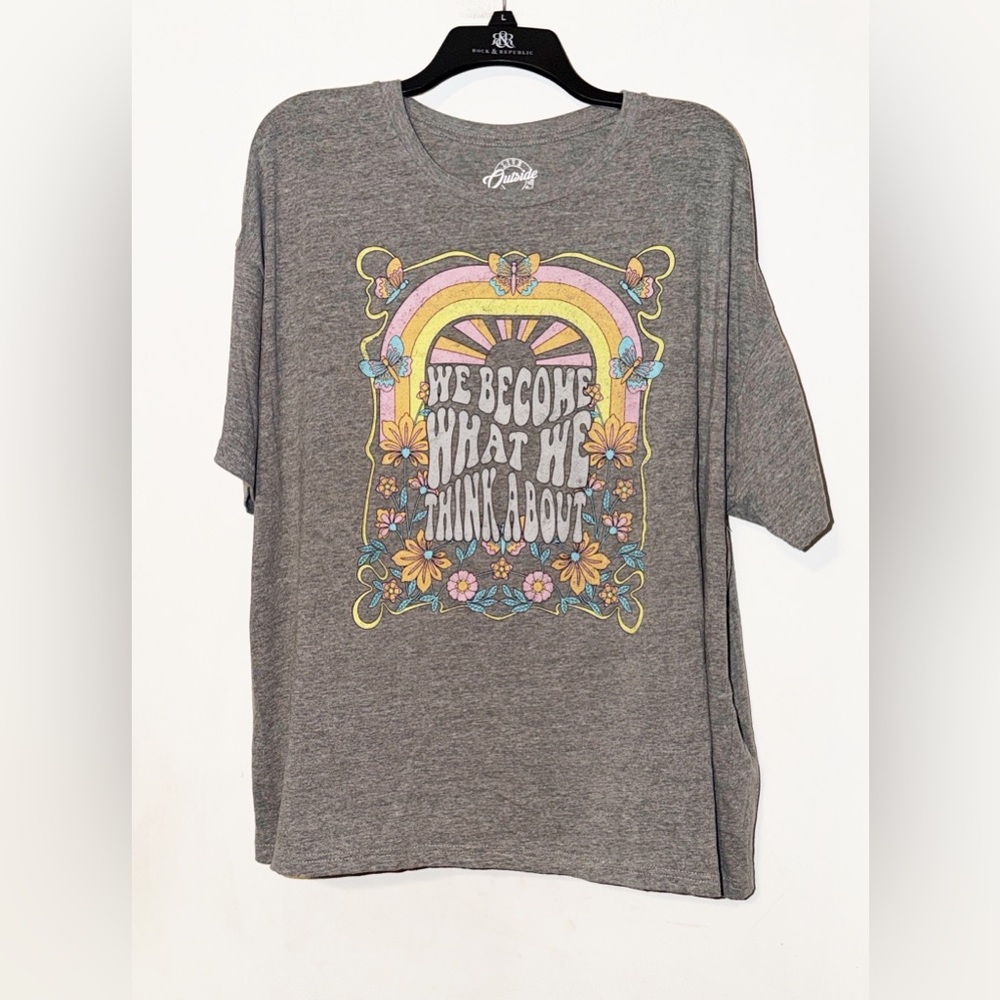 Live Outside the Limits T-Shirt with Rainbows and Butterflies EUC XL RUNS BIG